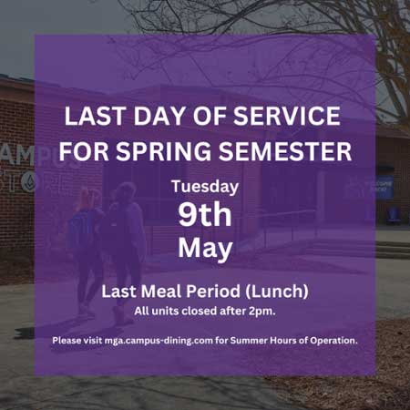 The last meal served will be on Tuesday, May 9th.